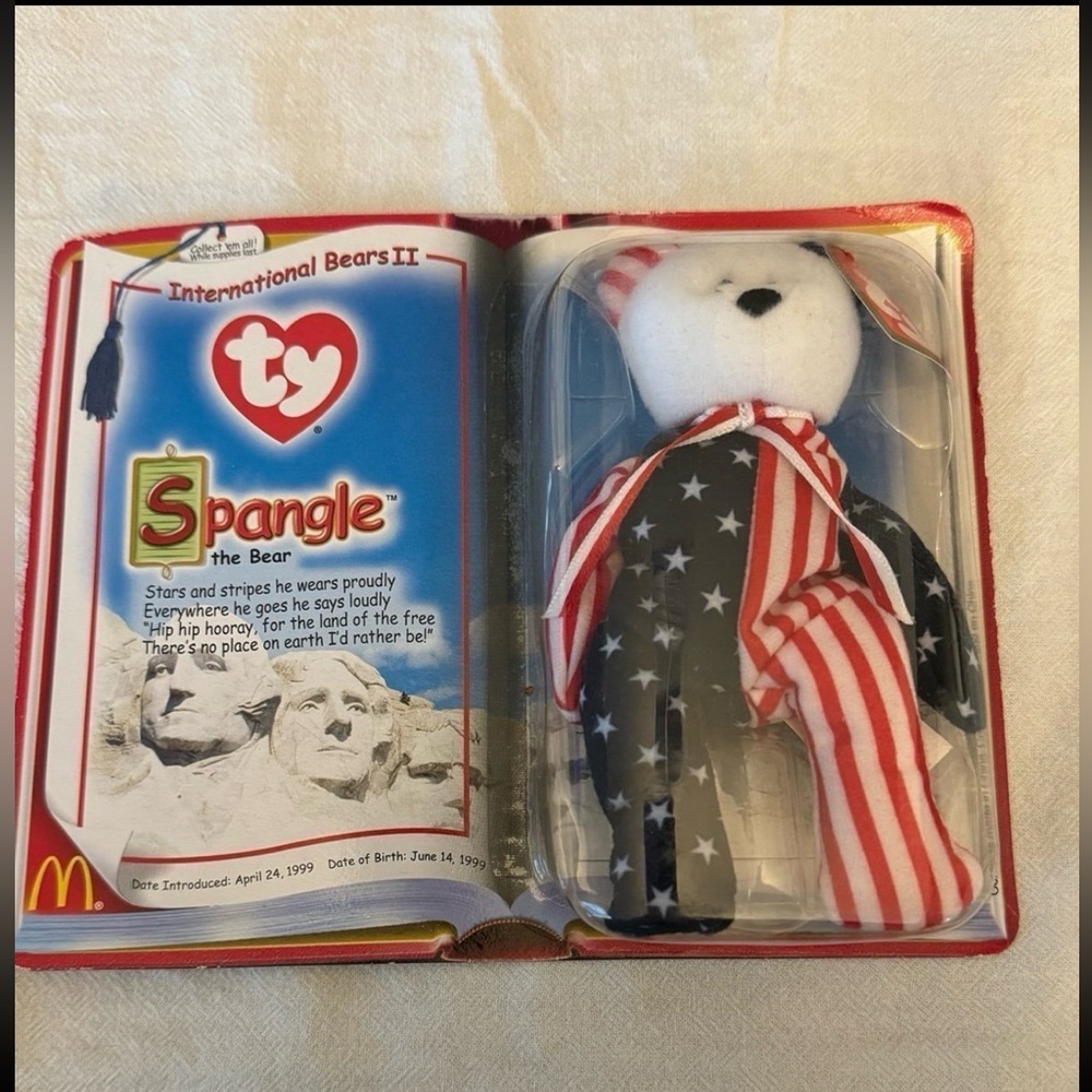 TY Beanie Baby Spangle the Bear Patriotic Collectible 90s McDonald’s USA 1999